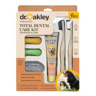 Imagem de Dr. Oakley Kit total de cuidados dentários para cães: sabor manteiga de amendoim - pasta de dente, escovas e estojo, natural