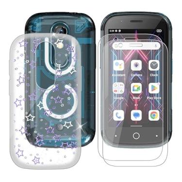 Imagem de Ikiiqii Capa para Unihertz Jelly Star (7,6 cm) + protetor de tela (pacote com 2), capa à prova de choque, capa de borracha flexível, antiarranhões + película protetora - cheia de estrelas