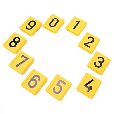 Imagem de Bloco de Número de Colarinho, Aves e ESK Plies 0 9 Plástico 10pcs Número de Base Amarela Base Preta Palavra Especial Tag de Identificação de Ovelha de Colarinho de Vaca para ESK (10 números)