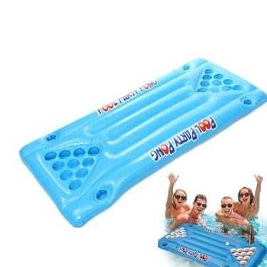 Imagem de Mesa de bilhar de jardas de cerveja, mesa inflável de pong - Colchão flutuante de pingpong,Brinquedos de jangada de piscina de piscina de cerveja Tabela inflável para adultos para acessórios para jogo