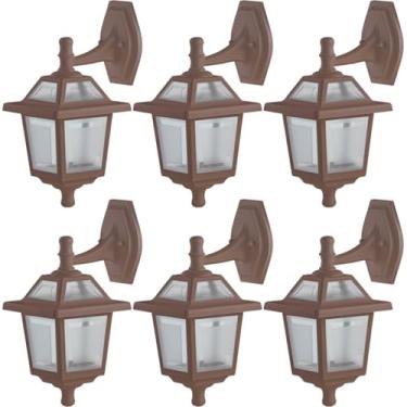 Imagem de Kit 6 Luminárias de Parede Vintage Retrô Marrom Arandelas de Alumínio Varanda Quarto
