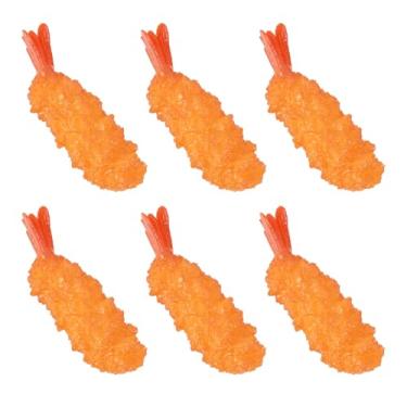 Imagem de Hagao Simulação de tempura de camarão frito falso, polvilhe comida artificial, camarão, modelo misto de decoração de cozinha, 6 peças