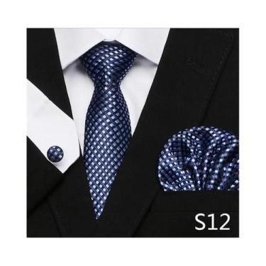 Imagem de Conjunto de Abotoaduras e Gravata Xadrez Vermelha para Homens - Ideal 