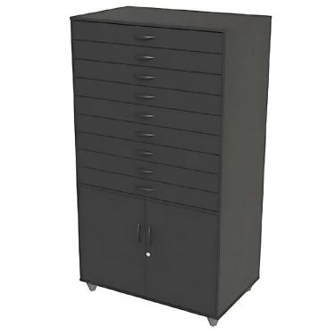Imagem de Porta Cartolina Armário Papelaria 9 Gavetas Balção Preto