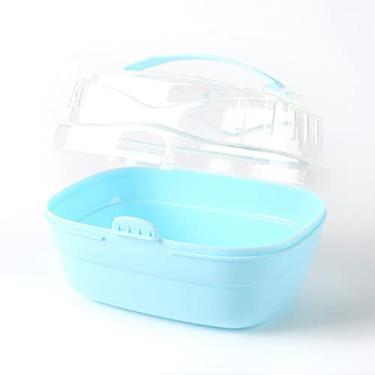 Imagem de Animais Pequenos de Animais de Estimação, Transportar áries, Hamster Portão Gaiola Portátil Portátil Leve Estojo de Transporte de Pequenos Animais para o Ar Livre (Azul)