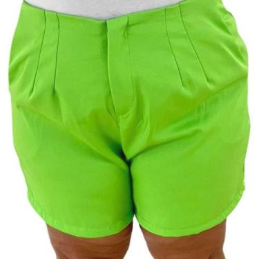 Imagem de Short Casual em Duna Plus Size Feminino Meia Coxa Sólido - DMB MODA, V
