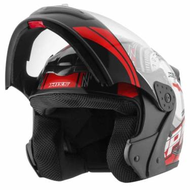 Imagem de Capacete Moto Mixs Gladiator RPM Articulado Escamoteável Robocop Brilhante Vermelho 62