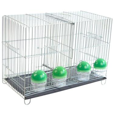 Imagem de Gaiola Para Canário Criadeira Com 4 Comedouros Zincada Prata