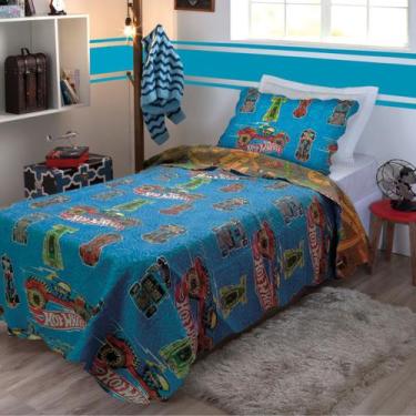 Imagem de Colcha Jolitex Ultrasonic Mattel Hot Wheels Licenciado 1,60x2,40m