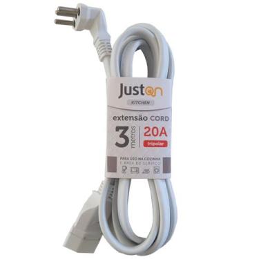 Imagem de Extensão 20A Reforçada Para Microondas 3 Metros Tripolar Plug 90 Graus