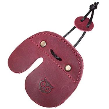 Imagem de Hide & Drink, Aba de dedo para tiro com arco, proteção contra arcos recurvos, protetor de dedo, equipamento de treino de tiro esportivo e ao ar livre, couro de flor integral, feito à mão (Sangria,