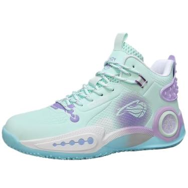 Imagem de Bolognifi Tênis de basquete masculino - Alto amortecimento, antiderrapante respirável, suporte durável para quadras internas/externas presente(Green,34 BR)