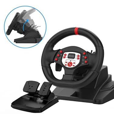 Imagem de DOYO PS4 Gaming Racing Steering Wheels with Pedals and paddle Shifters for PC, 180° Volante PC Plug and Play with Height and Tilt Adjustable for Playstation 3/ Switch/Android