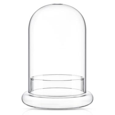 Imagem de Perthlin 1 recipiente de vidro para terrário de 15 x 19 cm, cúpula de vidro transparente cloche com orifício de ar e base para plantas, flores, casa, mesa, mesa, mesa, mesa, mesa, mesa, mesa, plantas