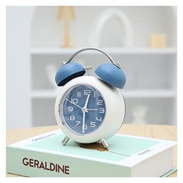 Imagem de Despertador quarto despertador alto para pessoas com sono pesado, silencioso sem tique-taque, luz de fundo noturna, operado por bateria alto com sino duplo despertador para escritório em casa, relógio