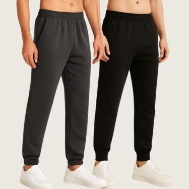 Imagem de Kit 2 Calça Jogger Masculina Moletom com Cós Elástico Conforto e Estil