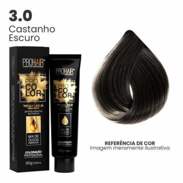 Imagem de Coloração Profissional 60g Pro Color - PROHAIR, 3.0 Castanho Escuro