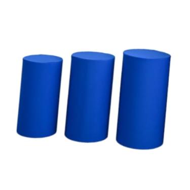 Imagem de Fancyes Capas de pedestal de cilindro de 3x, tampas de suporte de plinto de cilindro elástico para eventos de banquete, decorativo de engajamento, Azul