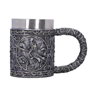 Imagem de Nemesis Now Caneca de caneca de tanque medieval ornamentada com inserção de metal removível, decoração renascentista e presentes - Ride for Glory Tankard