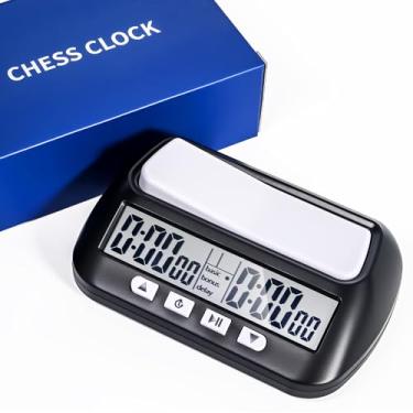 Imagem de Relógio de xadrez digital, temporizador de xadrez eletrônico profissional com alarme, relógio de xadrez portátil multifuncional com contagem regressiva, bônus, recursos de atraso, para jogo de