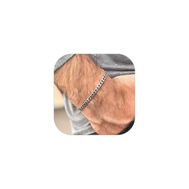 Imagem de ChainsHouse Pulseira masculina de elos cubanos, pulseira masculina de aço inoxidável de 3 mm/6 mm/9 mm/12 mm de largura, 16 cm a 21 cm de comprimento, caixa de presente, 8.3 inch, Metal