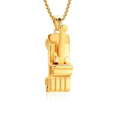 Imagem de AIWENXI Joias de cremação de guindaste para cinzas, veículo de engenharia, urnas memoriais, colares com pingente de medalhão de aço inoxidável, lembranças, pingente de cinza humano, joia para homens e