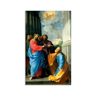 Imagem de Impressões em tela de pinturas famosas, Cristo entregando as chaves a São Pedro, impressões de arte giclée em tela de artistas famosos, impressões de arte de parede para decoração de sala de estar 120