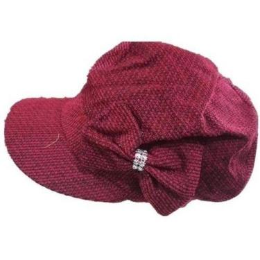 Imagem de Boina Feminina Veludo Francesa Cobrir Cabelo Com Lacinho - oem, Azul