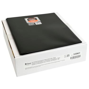 Imagem de C-Line Portfólio de poliéster pesado de dois bolsos com garras, para papéis de tamanho de carta, inclui compartimento para cartão de visita, 1 portfólio, preto (33961)