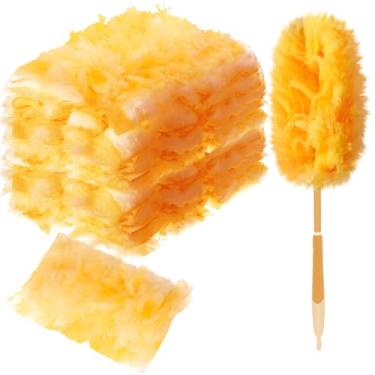 Imagem de Vesici 100 refis de espanador compatíveis com Swiffer Dusters substituição descartável a granel engrossada com 1 alça resistente para limpeza, escritório (laranja)