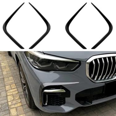 Imagem de Para-choque dianteiro divisor lateral faca de vento Spoiler Tuning Air Blade compatível com X5 G05 M Sport 2019-2022 Kit de carroceria acessórios para carro (aparência de fibra de carbono)