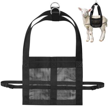 Imagem de Eslinga de balança de gado, estilingue de pesagem de animais de estimação para cabras ovelhas, arnês de cabra com nylon resistente, alças ajustáveis, anel de metal forte, suporta 453 kg