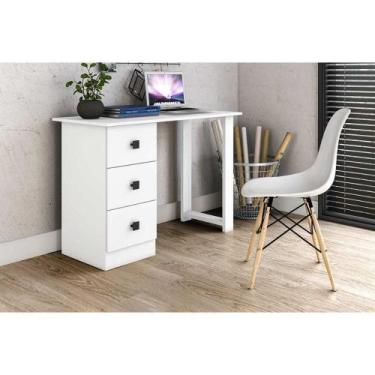 Imagem de Mesa de Computador Solteiro MSM 436 c/ 3 Gavetas Branco - Movelbento