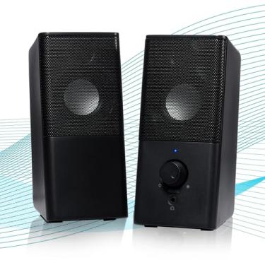 Imagem de Alto-falantes de computador H21 alimentados por USB, alto-falantes auxiliares de jogos de 3,5 mm para PC, laptop, desktop, telefone, som estéreo completo com controle de volume, alto-falantes