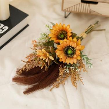 Imagem de Buquê de flores artificiais para casamento, girassol, flor falsa, decoração de mesa para casa, sala de estar, dia dos namorados, arranjo faça você mesmo