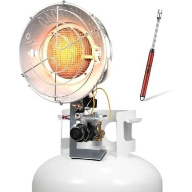 Imagem de GASPOWOR Aquecedor a propano, aquecedor de 12 a 18.000 BTU com isqueiro recarregável USB, 3 configurações para uso ao ar livre, pátio, viagem de trailer, garagem, acampamento, trabalho aberto