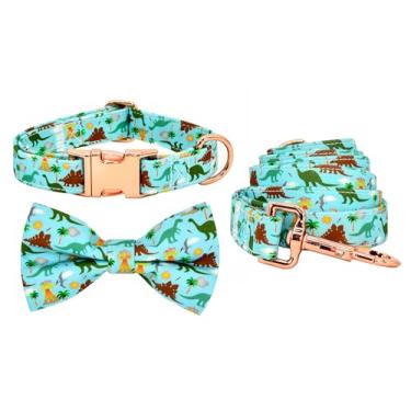 Imagem de Acessório de coleira de cachorro de porcelana azul e branca, gravata borboleta removível, coleira ajustável para cães pequenos, médios e grandes