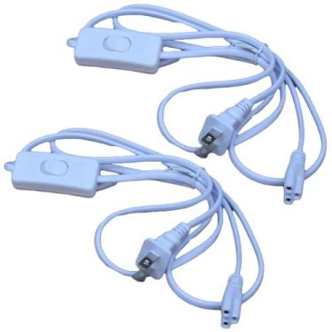 Imagem de RecDec Pacote com 2 cabos de alimentação T5 Grow Lights com interruptor liga/desliga, conector de fio de 3 pinos, cabo de extensão de plugue dos EUA para tubo de LED T8, luminária de LED Grow Light