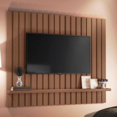 Imagem de Painel 60 Pol 160cm Suspenso Ripado Link Castanho - Hb Móveis
