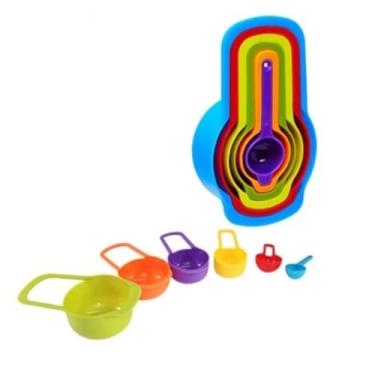 Imagem de Conjunto Colher Xicaras Medidoras Kit Com 6 Peças Prático