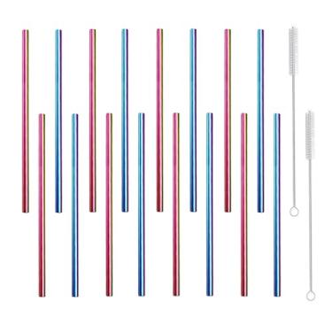 Imagem de morneve Canudos de metal pequenos pequenos mini canudos reutilizáveis de aço inoxidável para crianças, suco, coquetéis, café, bar, festa, escritório, restaurante, 150 mm de comprimento com escova de