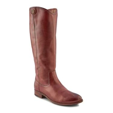 Imagem de Frye Melissa Button 2 Botas altas femininas inspiradas em equitação feitas de couro vintage resistente com ferragens de metal antigo e sola de couro – altura do cano de 38 cm, Mogno - couro Sakura, 36
