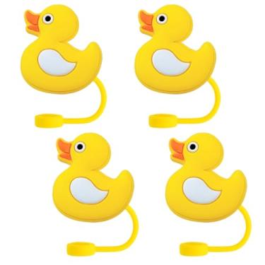 Imagem de Topos de palha de pato para copos Stanley; tampas de palha de pato compatíveis com Stanley copo de 30 e 1,134 g, topo de canudos reutilizáveis e de silicone para pontas de 0,4 polegadas/10 mm, 4 peças