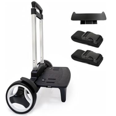 Imagem de Mochila de rodinhas com rodas silenciosas para subir escadas, moldura de alumínio dobrável, alça ajustável, grande capacidade de 35 kg – serve para bolsas de viagem, bolsas de livros, compras – preto