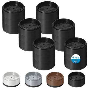 Imagem de Elevadores de cama 2.5 cm, 5.1 cm, 7.6 cm, 10.2 cm resistente, elevador de móveis ajustável para mesa, sofá, poltrona, geladeira, máquina de lavar, blocos empilháveis para elevação de cama (preto