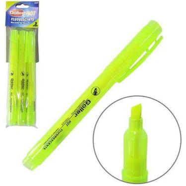 Imagem de Caneta marca texto amarelo kit com 3 peças - GOLLER