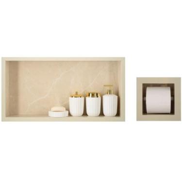 Imagem de Nicho Para Banheiro Em Porcelanato Polido Porta Shampoo Sabonete e Por