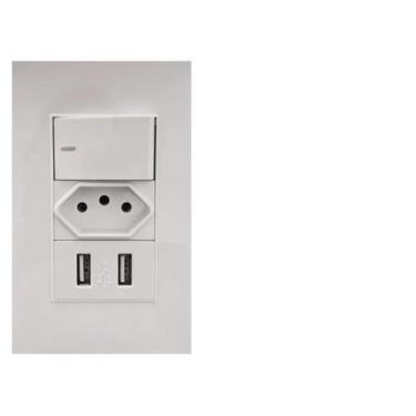 Imagem de Tomada De Parede Espelho Com 2 Portas Usb 10a 5v 2100mah - Império