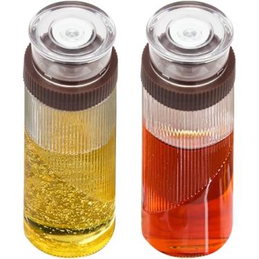Imagem de Dispensador de azeite de oliva de 400 ml para cozinha, acampamento, vidro, óleo e vinagre, garrafa para viagens ao ar livre (marrom, 2 peças)