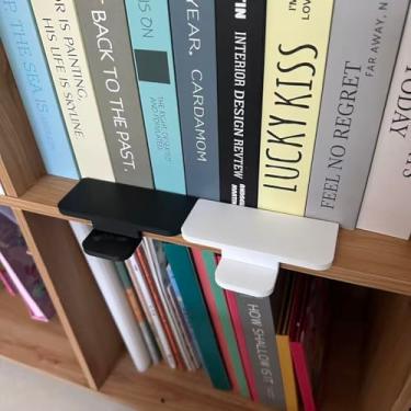 Imagem de Guia de estante: 2 pacotes de ferramentas organizadoras de estante nível de bolha para alinhar livros, suporte de plástico para livros, guia de prateleira para biblioteca de escritório em casa, rolha